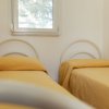 Due letti singoli con copriletti gialli, finestra sullo sfondo.